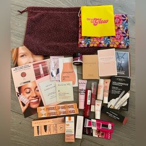 NEW 24 Piece Skincare & Makeup Samples with 3 Cosmetic Bags